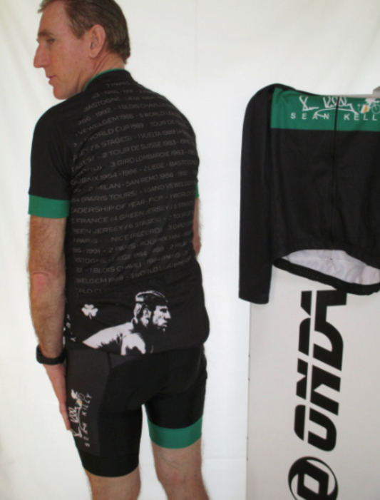 Sean Kelly Pro Short Sleeve Jersey — rear view showing black and green design by Rogelli